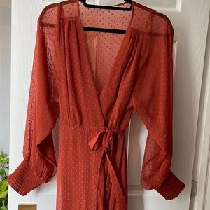 Wrap dress with embroidered detail